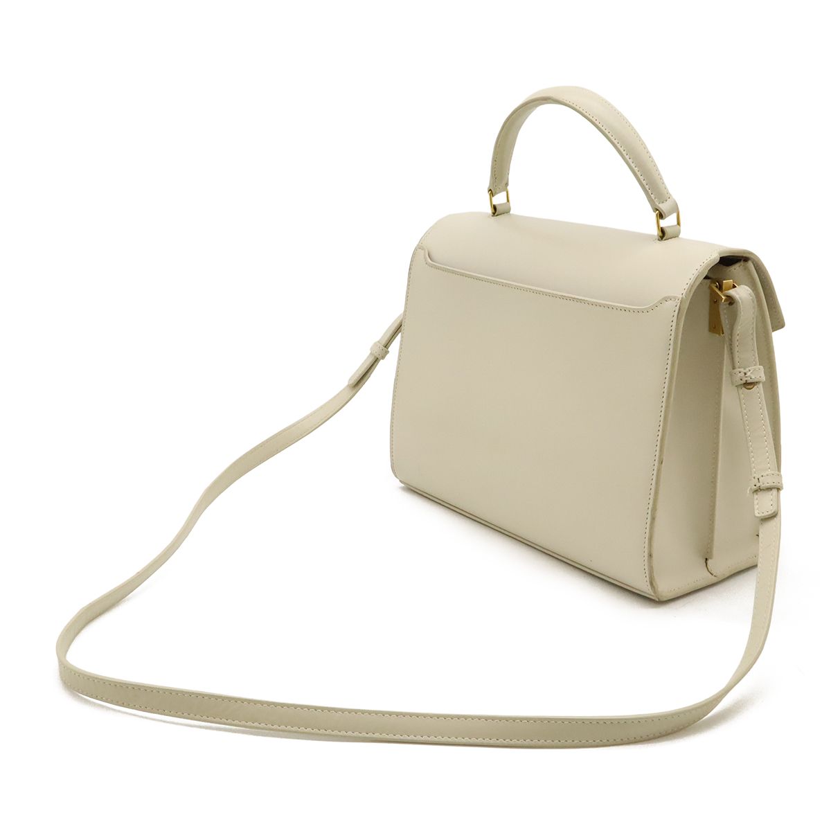 SAINT LAURENT PARIS サン ローラン パリ イブサンローラン カサンドラ トップハンドルバッグ ハンドバッグ 2 WAYショルダー レザー ホワイト 578000