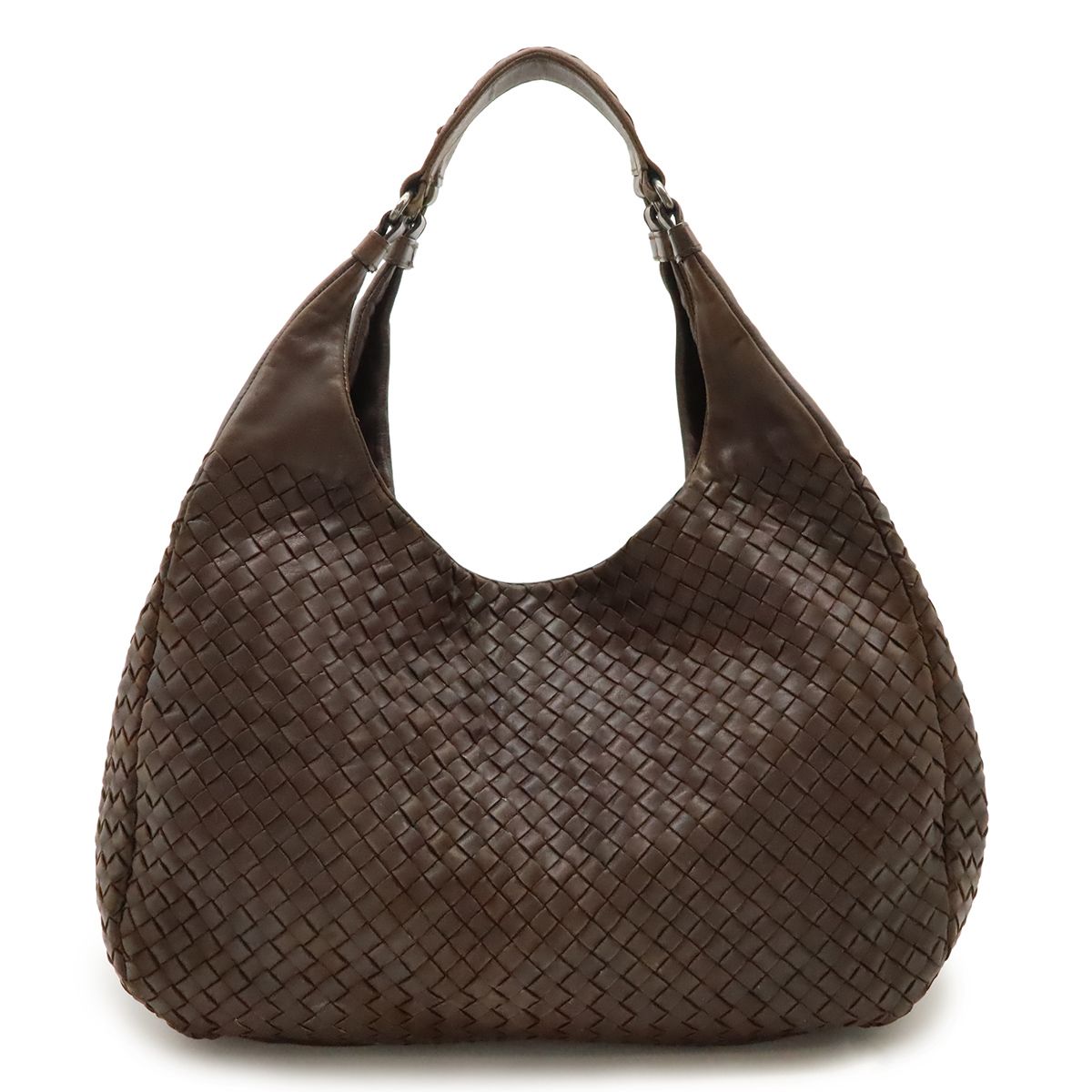 BOTTEGA VENETA ボッテガ ヴェネタ ボッテガベネタ イントレチャート カンパーナ ラージ ショルダーバッグ ラムスキン ブラウン 茶 124864