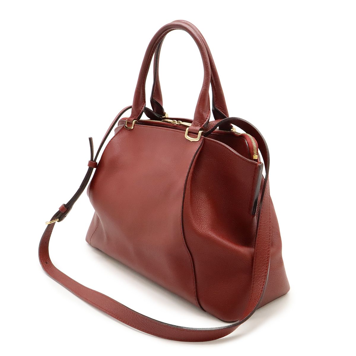 Cartier カルティエ C ドゥ カルティエ SM ハンドバッグ トートバッグ 2WAY ショルダーバッグ 斜め掛け レザー ボルドー ゴールド金具