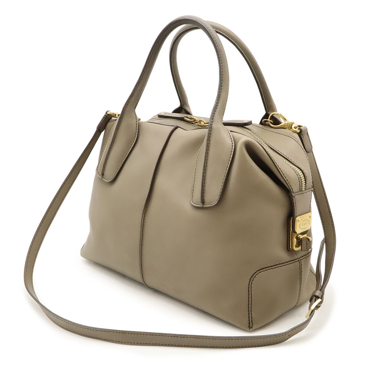 TOD S トッズ D-styling Dスタイリング Dバッグ ハンドバッグ ミニボストン 2WAY ショルダーバッグ 斜め掛け レザー グレージュ ゴールド金具