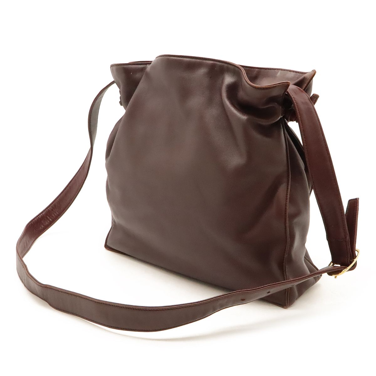 LOEWE ロエベ アナグラム ショルダーバッグ 斜め掛け ナッパレザー ボルドー ゴールド金具