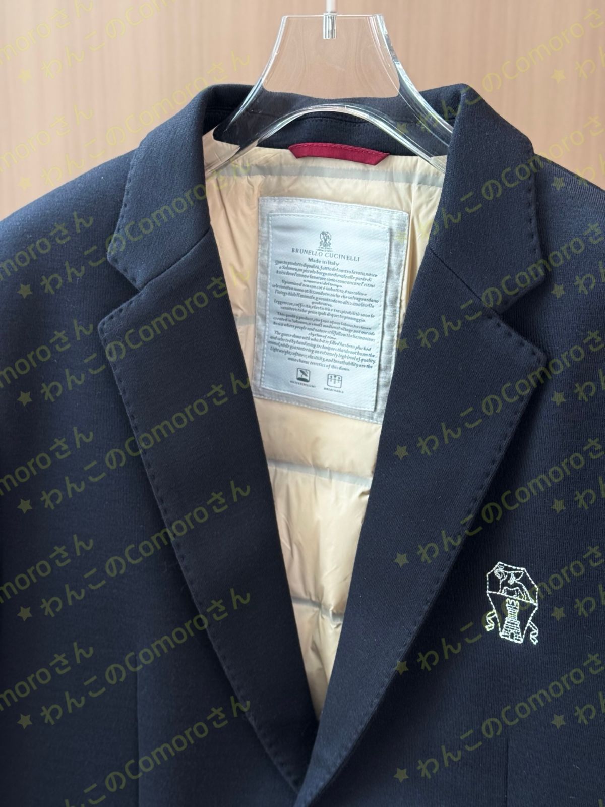 ネイビーM 3XL ブルネロクチネリ メンズ ウール混 ダウンジャケット スタイリッシュ ビジネスブレザー カジュアルフォーマル