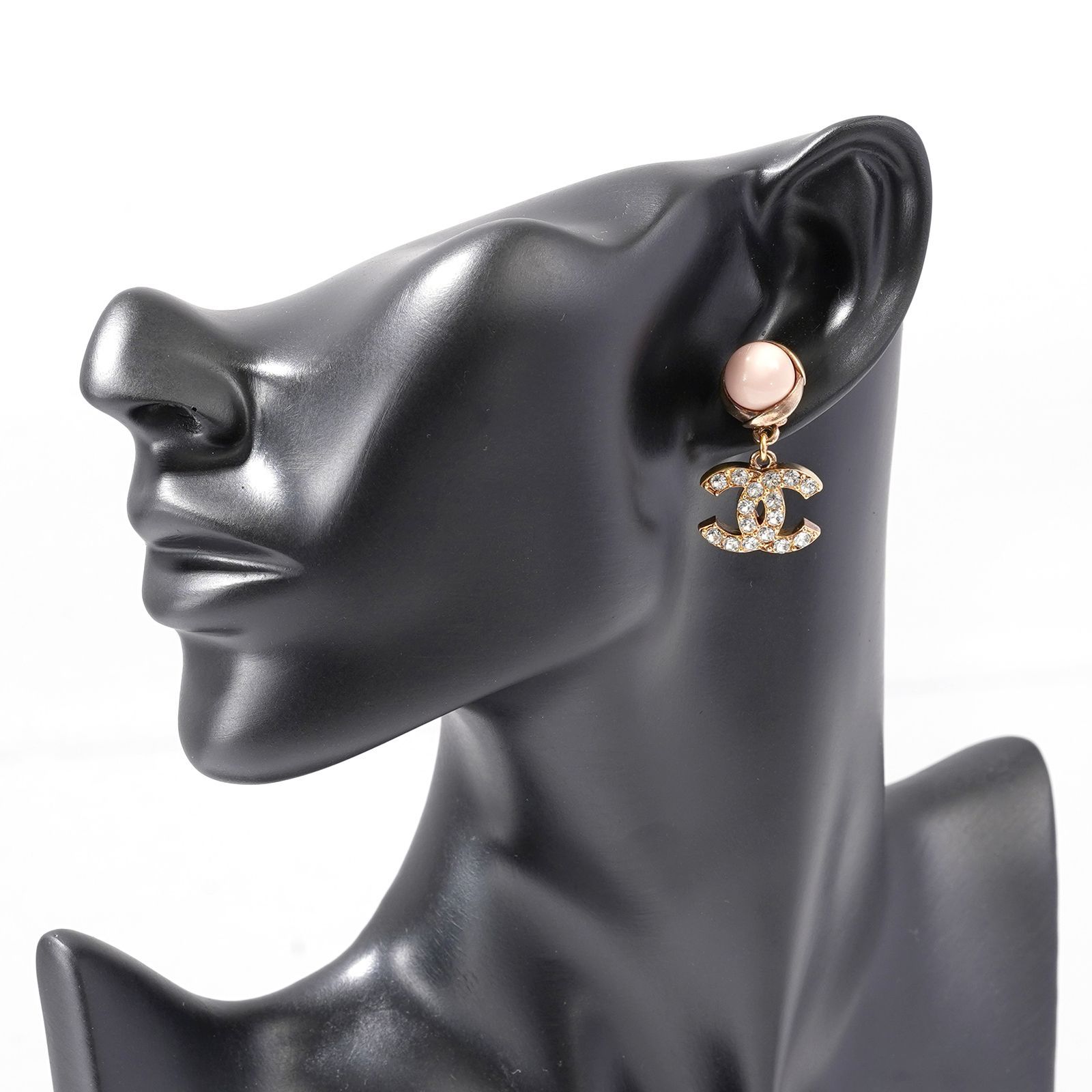 CHANEL ココマーク ラインストーン ゴールド ピアス C 22 A