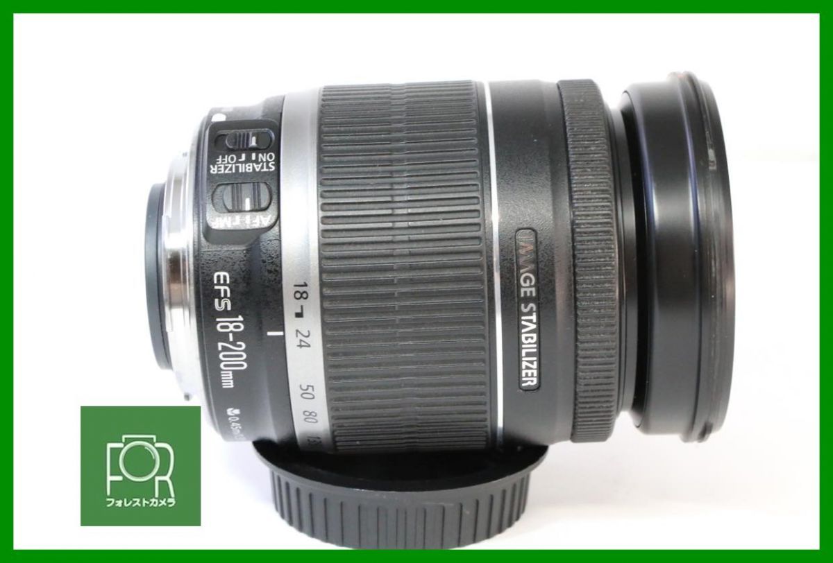 点検済 Canon EF-S 18-200mm F3.5-5.6 IS 前後キャップ フード付き AAA44