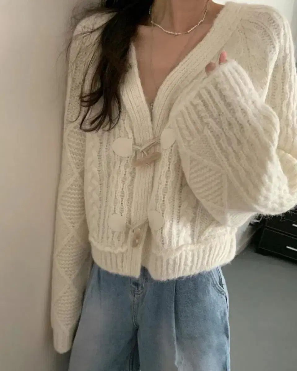 ポスター ダッフル アルパカ カーディガン アイボリー