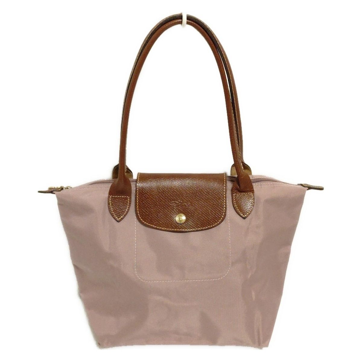 LONGCHAMP ロンシャン ショルダーバッグ ル プリアージュオリジナル ピンクベージュ×ダークブラウン 折りたたみ レザー