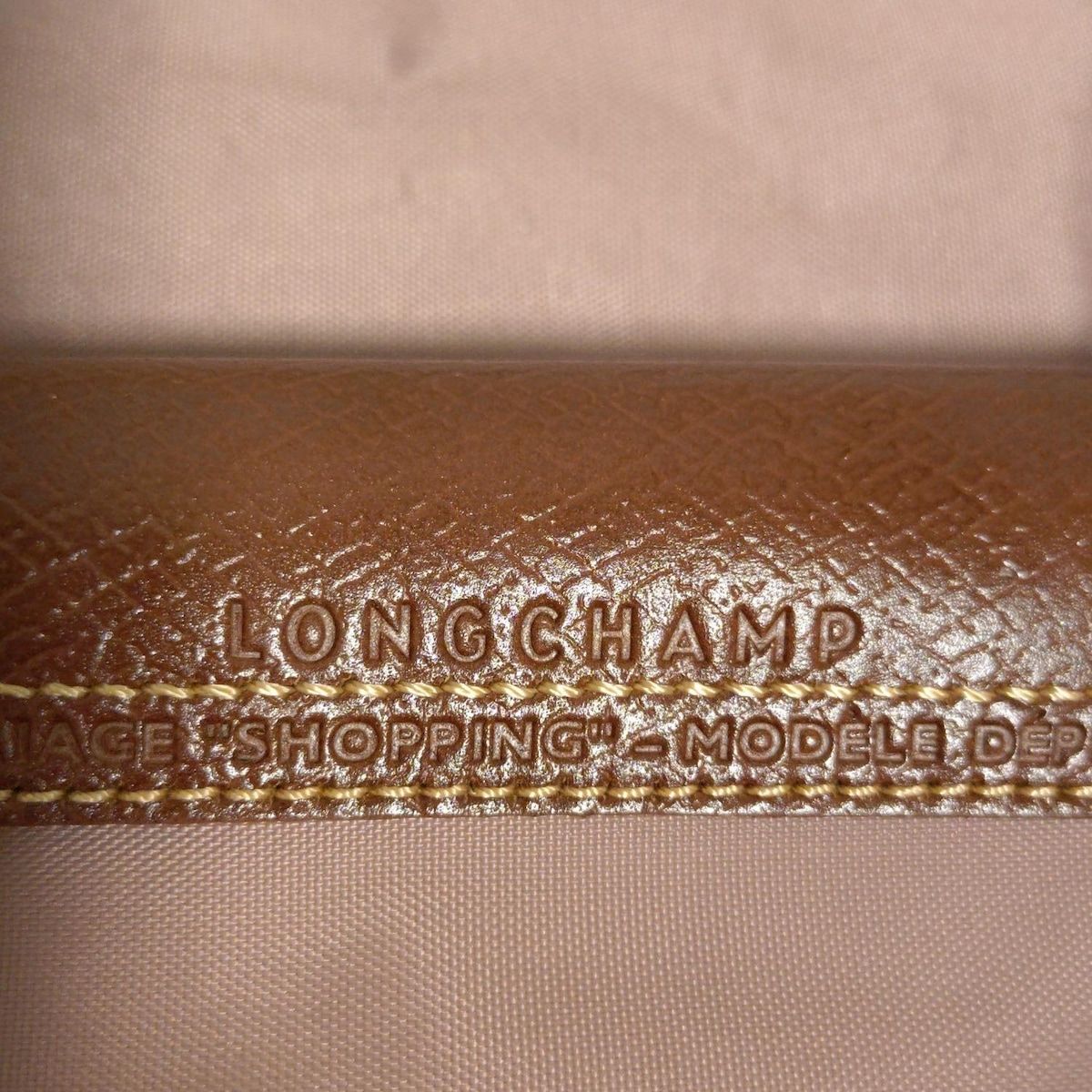 定番の LONGCHAMP ロンシャン ショルダーバッグ ル プリアージュオリジナル ピンクベージュ×ダークブラウン 折りたたみ レザー