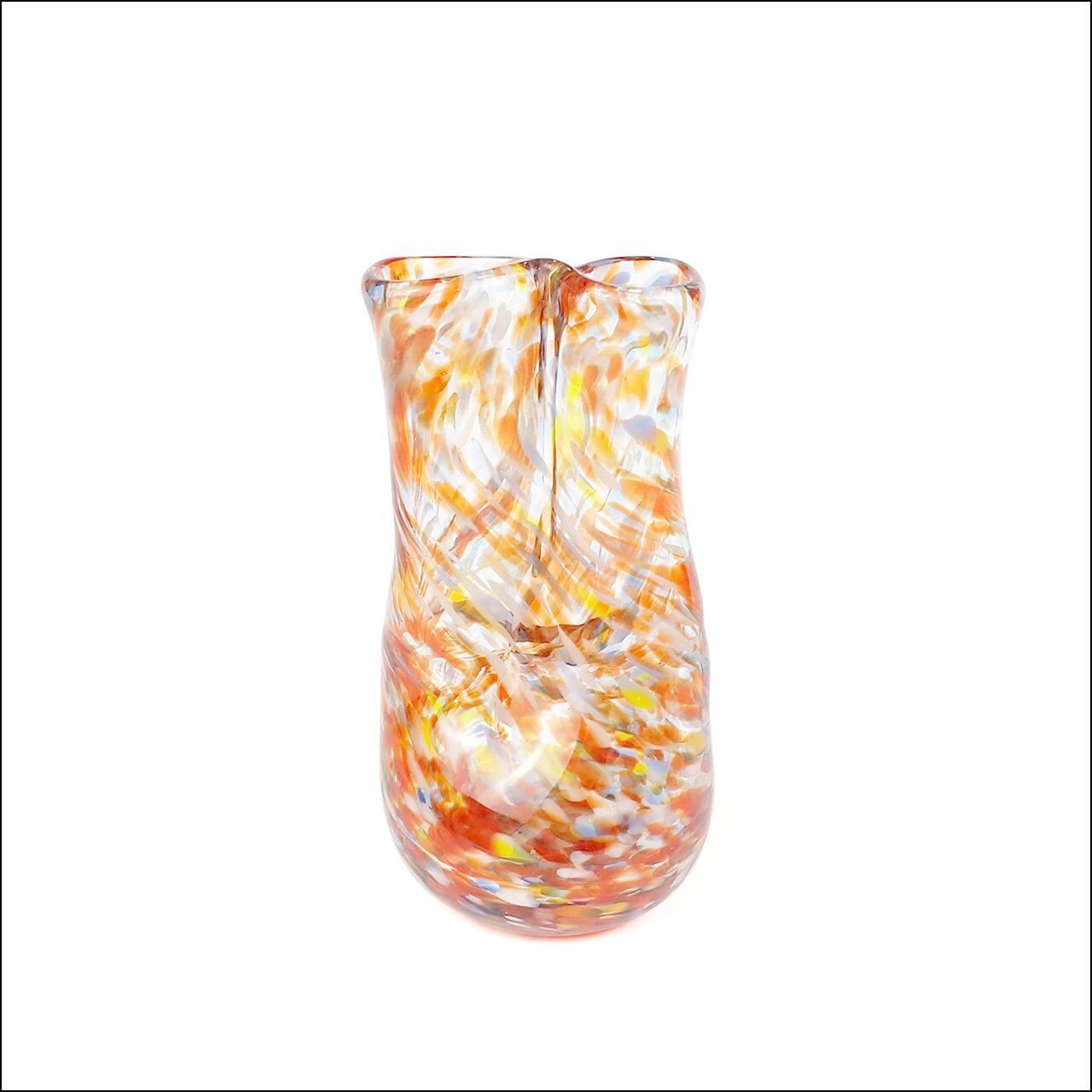 Flower vase Blown glass Orange 大正時代 大正ガラス 吹きガラスト 花瓶 ヴィンテージ オレンジ 1910 s-20 s