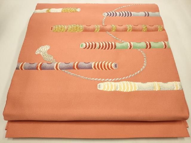 平和屋着物○八寸名古屋帯 メガネ織 横段文 正絹 逸品 CAAZ4357hy 【