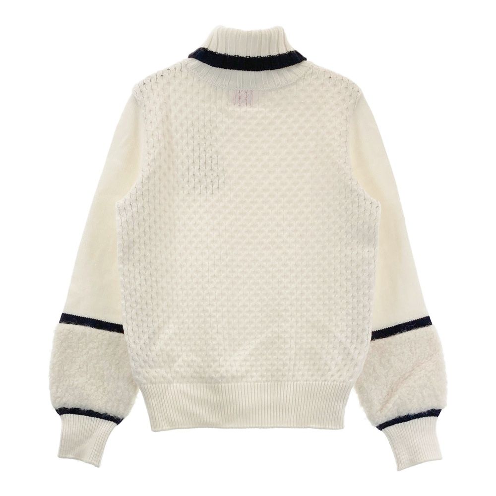 サイズ 36 アルチビオ タートルネック ニットセーター 袖切替ボア ホワイト系 ゴルフウェア レディース ストスト