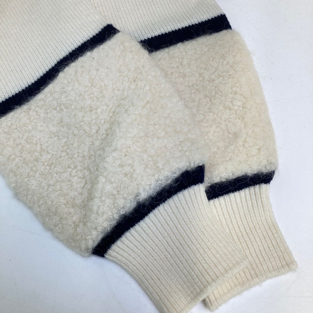  サイズ 36 アルチビオ タートルネック ニットセーター 袖切替ボア ホワイト系 ゴルフウェア レディース ストスト セーター トレーナー レディースウェア