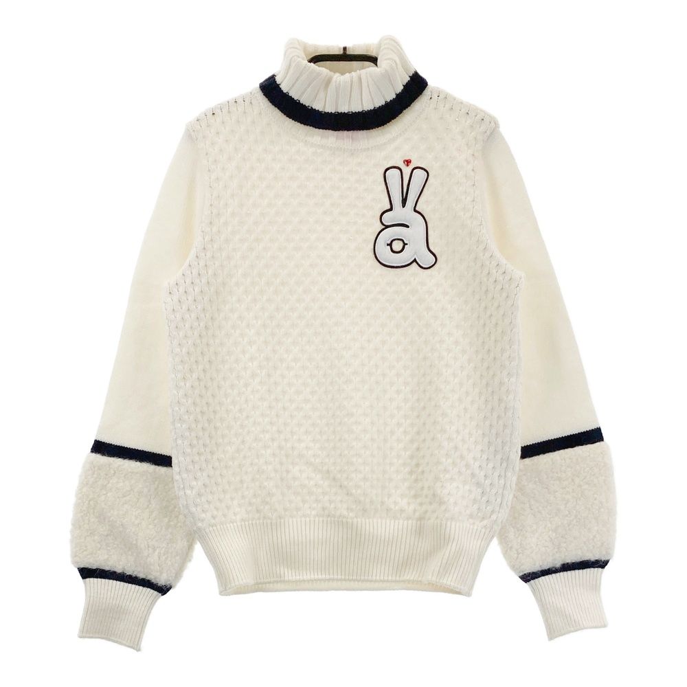 サイズ 36 ARCHIVIO アルチビオ タートルネック ニットセーター 袖切替ボア ホワイト系 240101555151 ゴルフウェア レディース ストスト