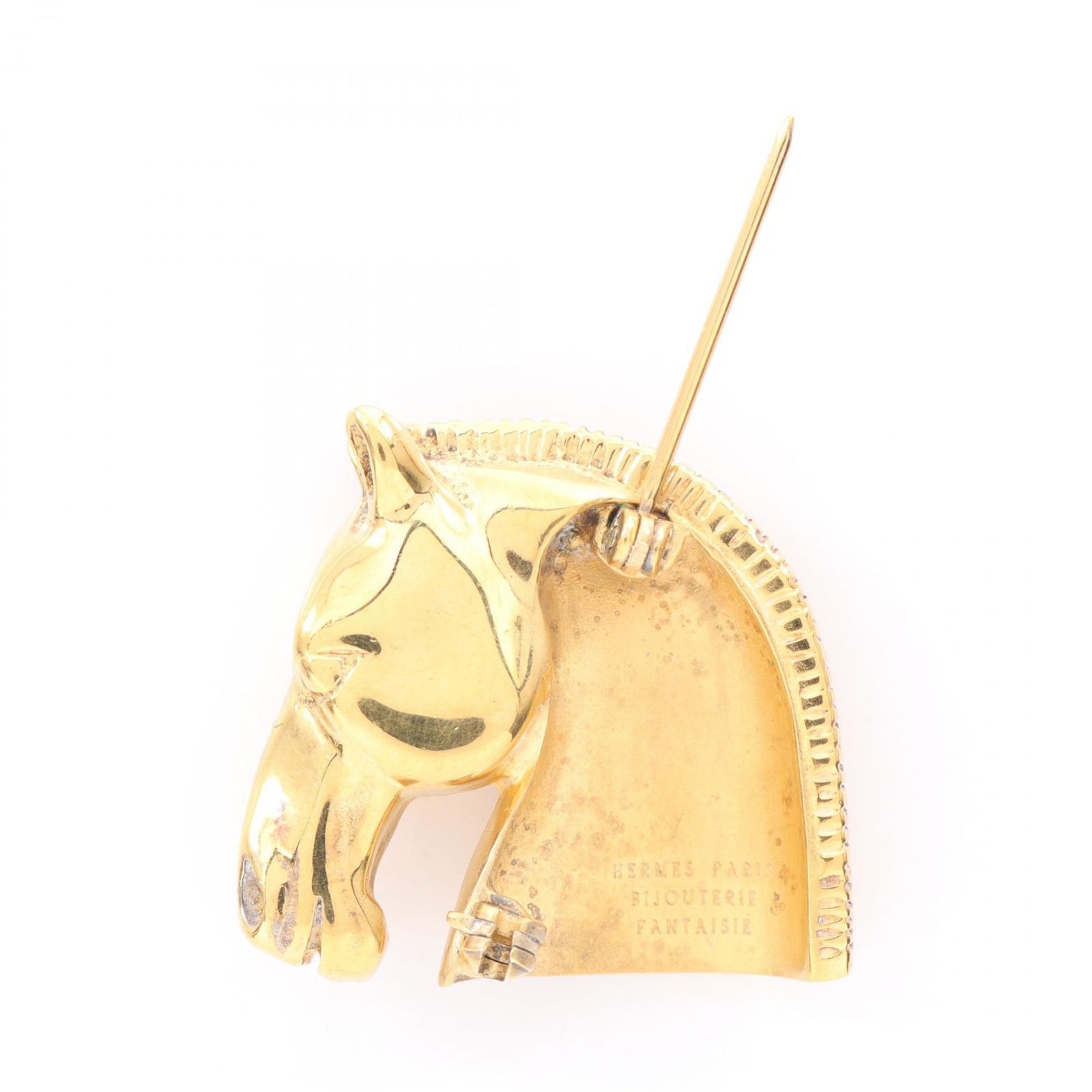 エルメス HERMES ブローチ ホースヘッド ゴールド GP ゴールドメッキ ホース レディース A