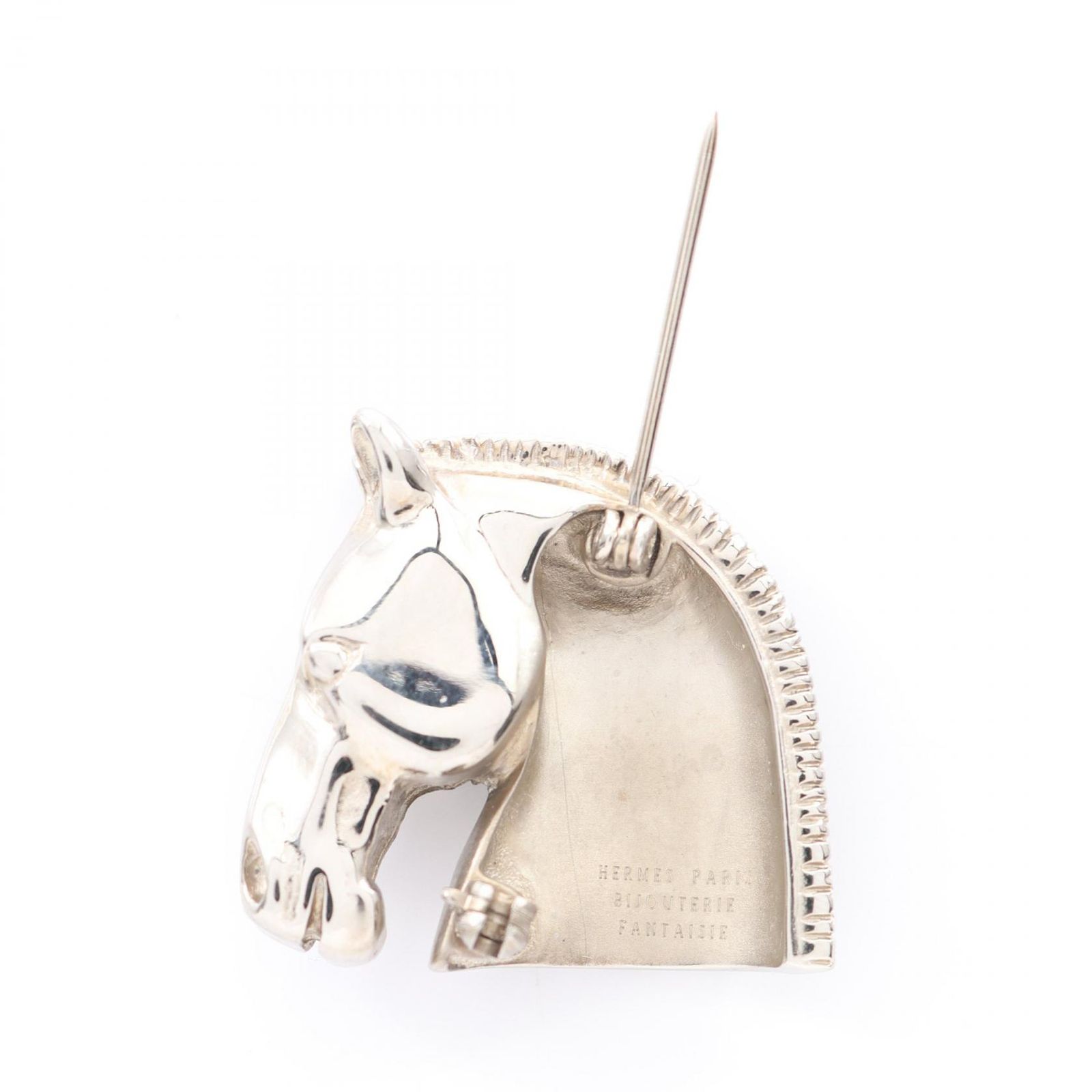 エルメス HERMES ブローチ ホースヘッド シルバー ステンレススチール ホース レディース A