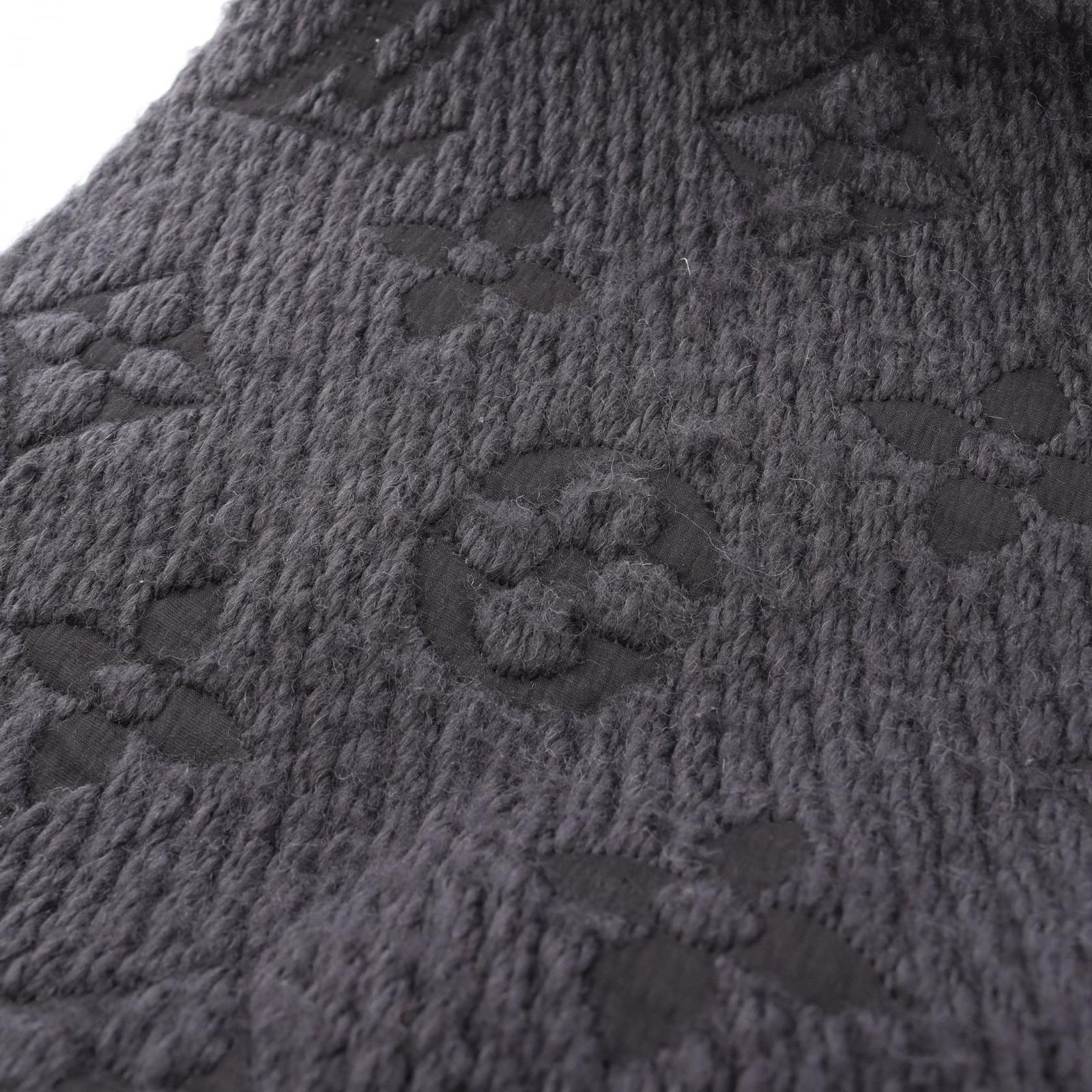  ルイ ヴィトン LOUIS VUITTON マフラー エシャルプ ロゴマニア M 72431 ブラック ウール シルク ユニセックス B マフラー 小物