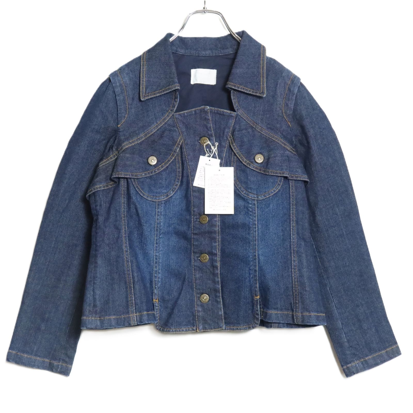 極美品】ピンクハウス☆レースアップ&フリル♪デニムジャケット 大きい