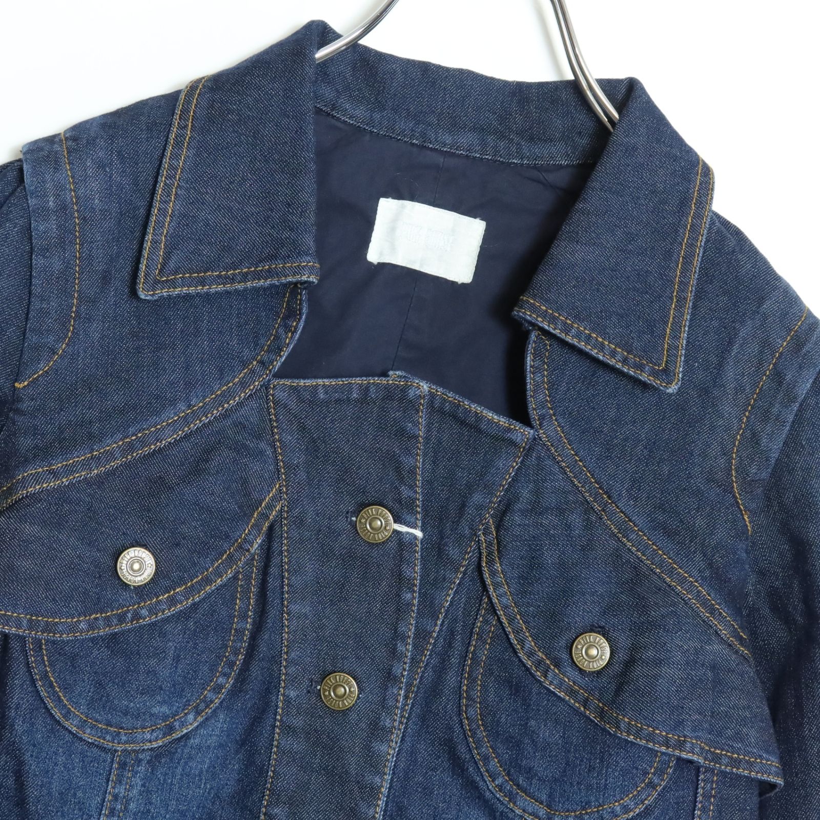 極美品】ピンクハウス☆レースアップ&フリル♪デニムジャケット 大きい