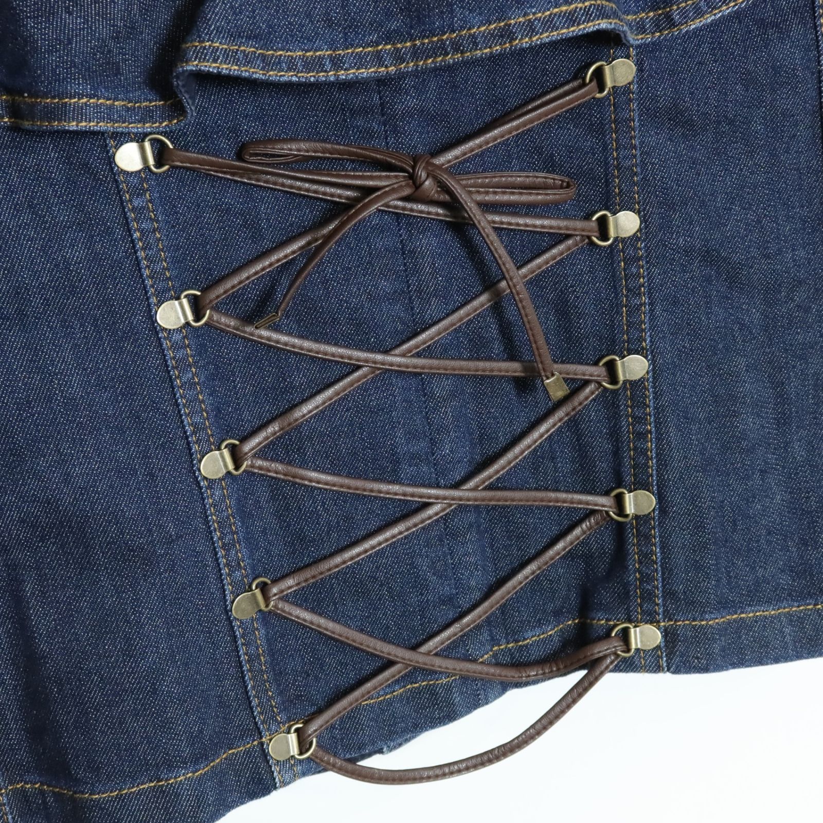 極美品】ピンクハウス☆レースアップ&フリル♪デニムジャケット 大きい