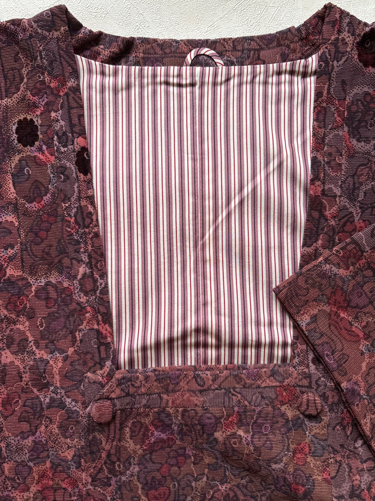 輪奈コート お花柄ワイン系