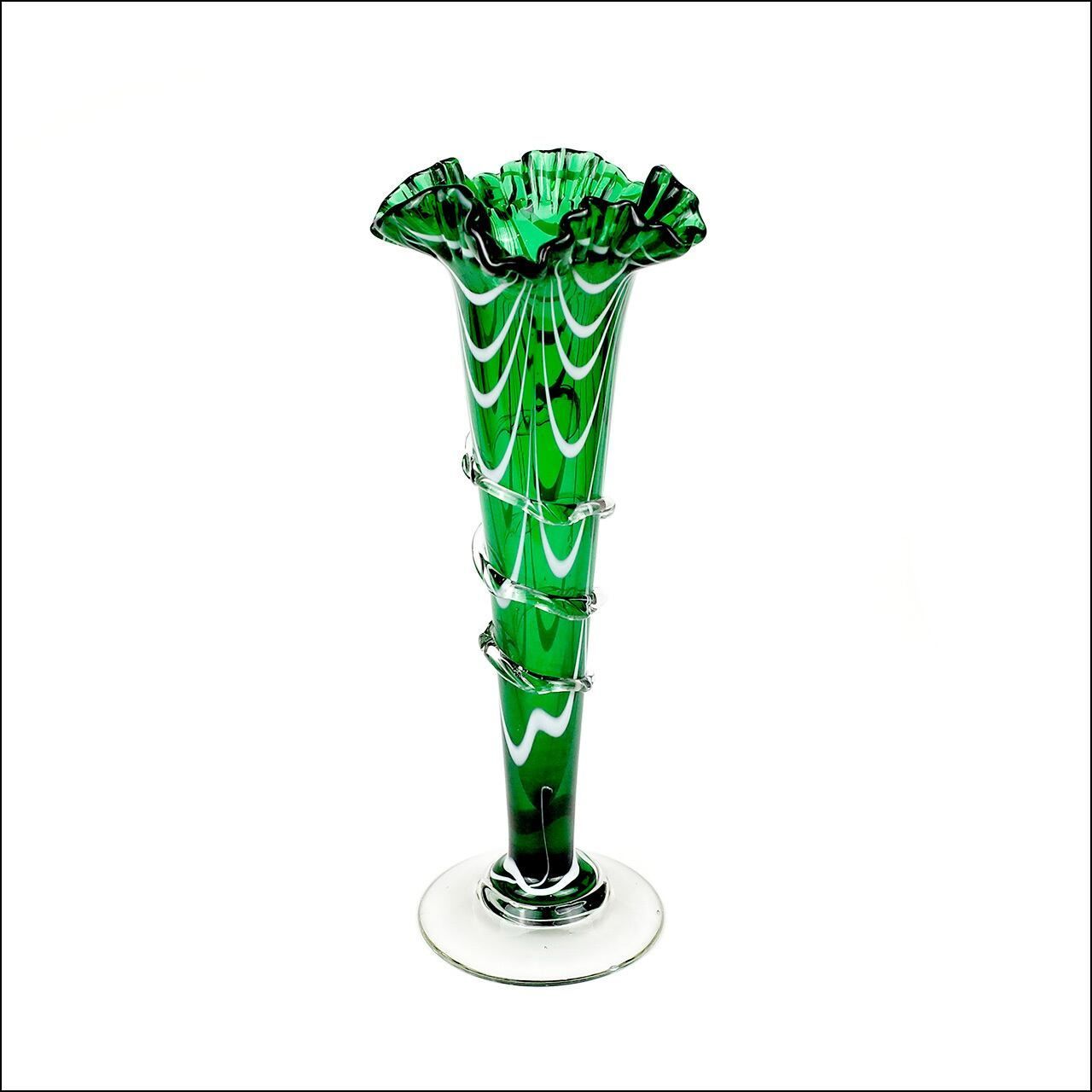 Flower vase Blown glass Green 大正時代 大正ガラス 吹きガラスト 花瓶 ヴィンテージ グリーン 1910 s 20