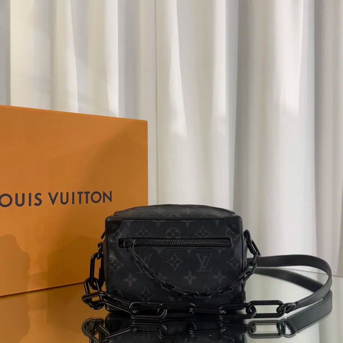 鑑定書O ルイヴィトン エクリプス ミニ ソフト トランク クロスバック M44735