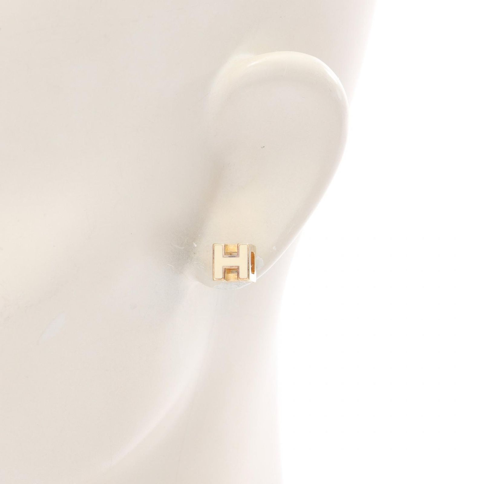 エルメス HERMES ピアス カージュドアッシュ Hキューブ ゴールドx