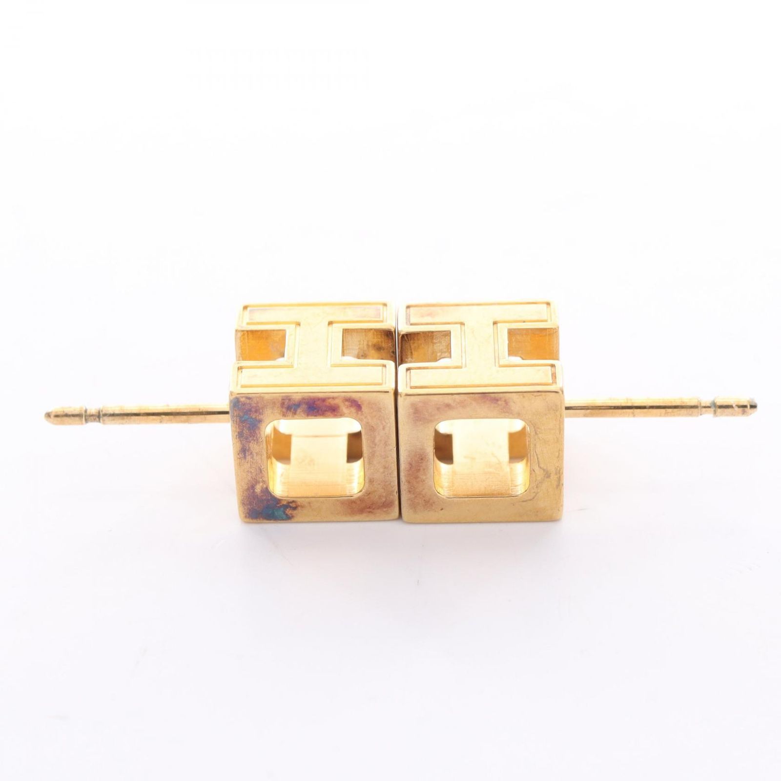 エルメス HERMES ピアス カージュドアッシュ Hキューブ ゴールドx
