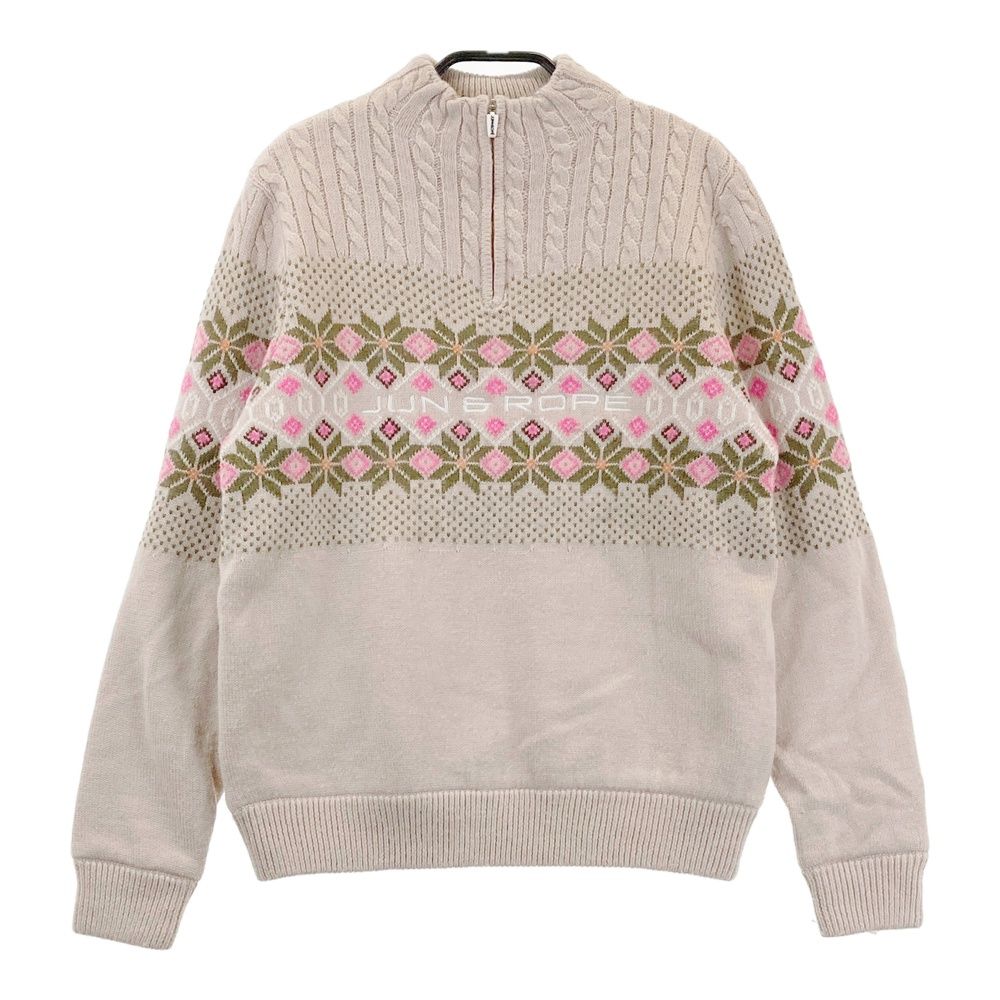 サイズ：S JUN&ROPE ジュン アンド ロペ 蓄熱 ハーフジップ ニット