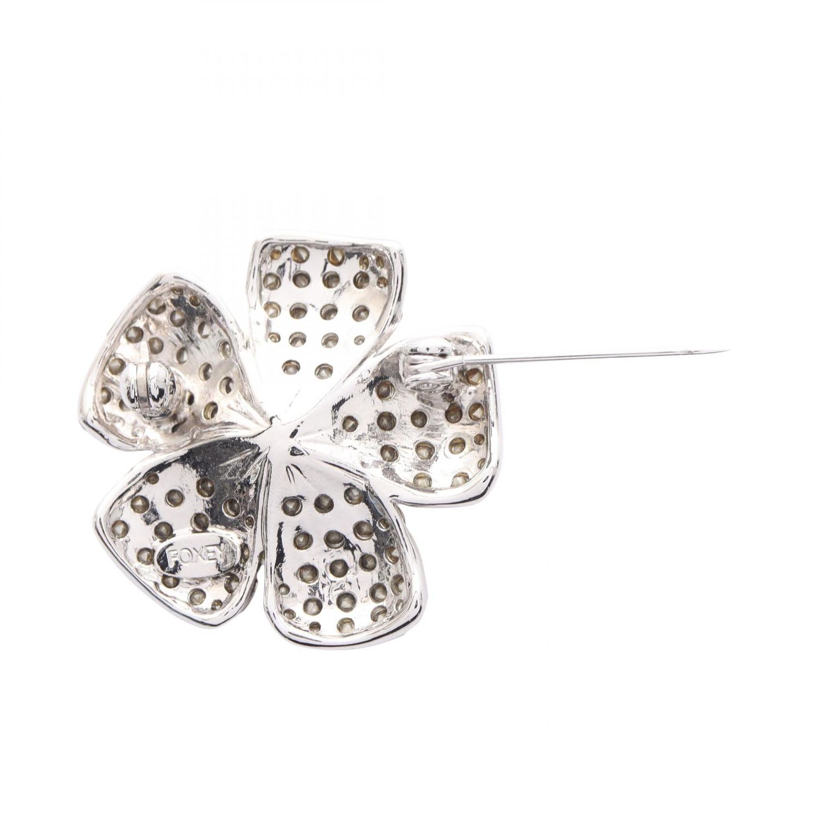 【美品】FOXEY フォクシー　シルバー 花形 ブローチ FOXEY(フォクシー) ブローチ美品 - 白×クリア フラワー(花) - メルカリ