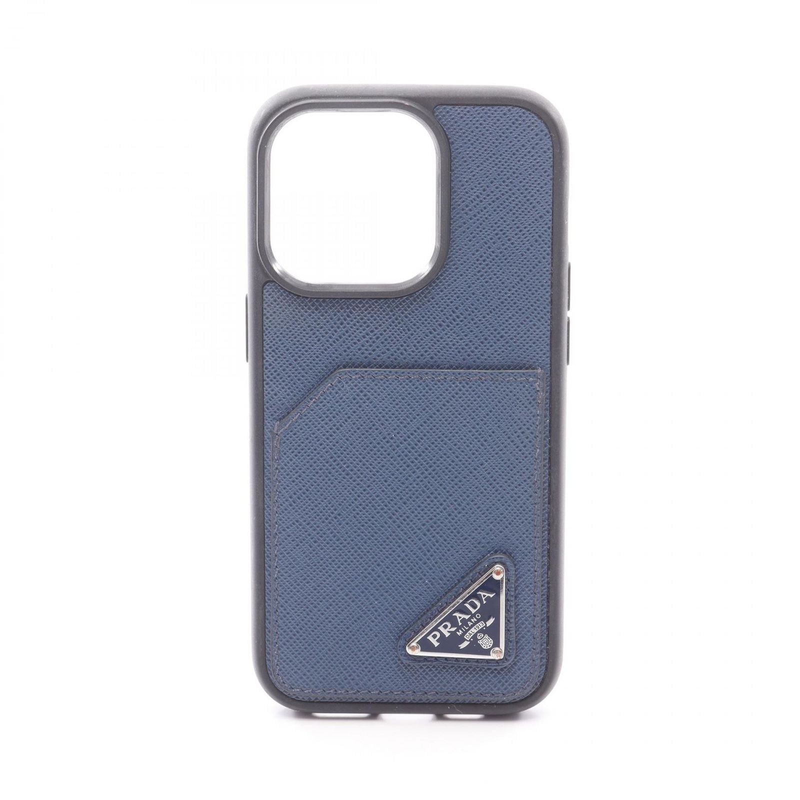 PRADA ネイビー iPhone14pro用ケース PRADA プラダ iPhone14 Pro ケース スマホケース ロゴ レザー シンプル