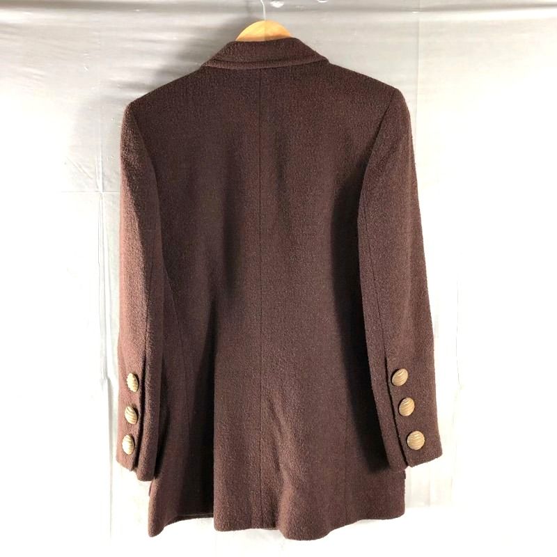 イヴサンローラン Yves Saint Laurent ジャケット テーラード ウッドボタン 毛混 ブラウン系 36サイズ 967026
