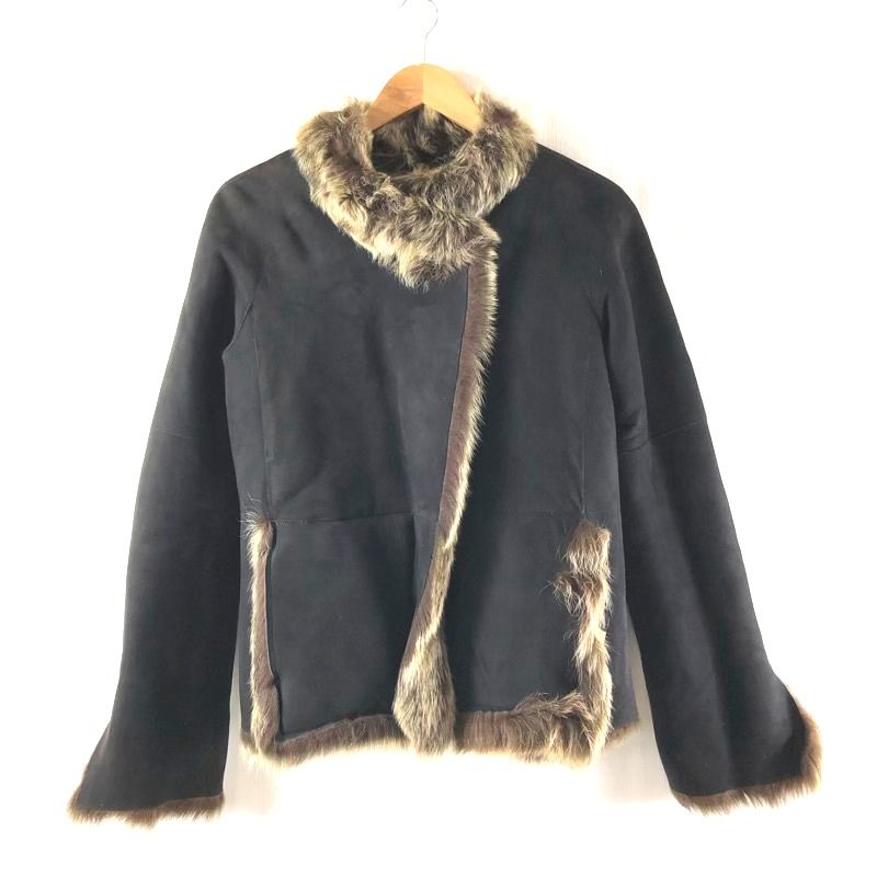 ヨシエイナバ yoshie inaba ムートンコート ハーフ 襟2way ポケット付き ブラウン系 9サイズ 973939