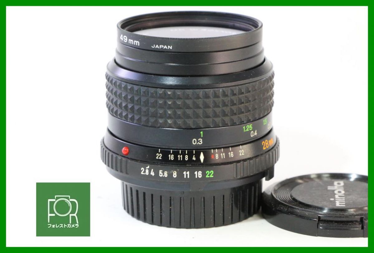 点検済 MINOLTA MD W.ROKKOR 28mm F2.8 前後キャップ フィルター付き 749
