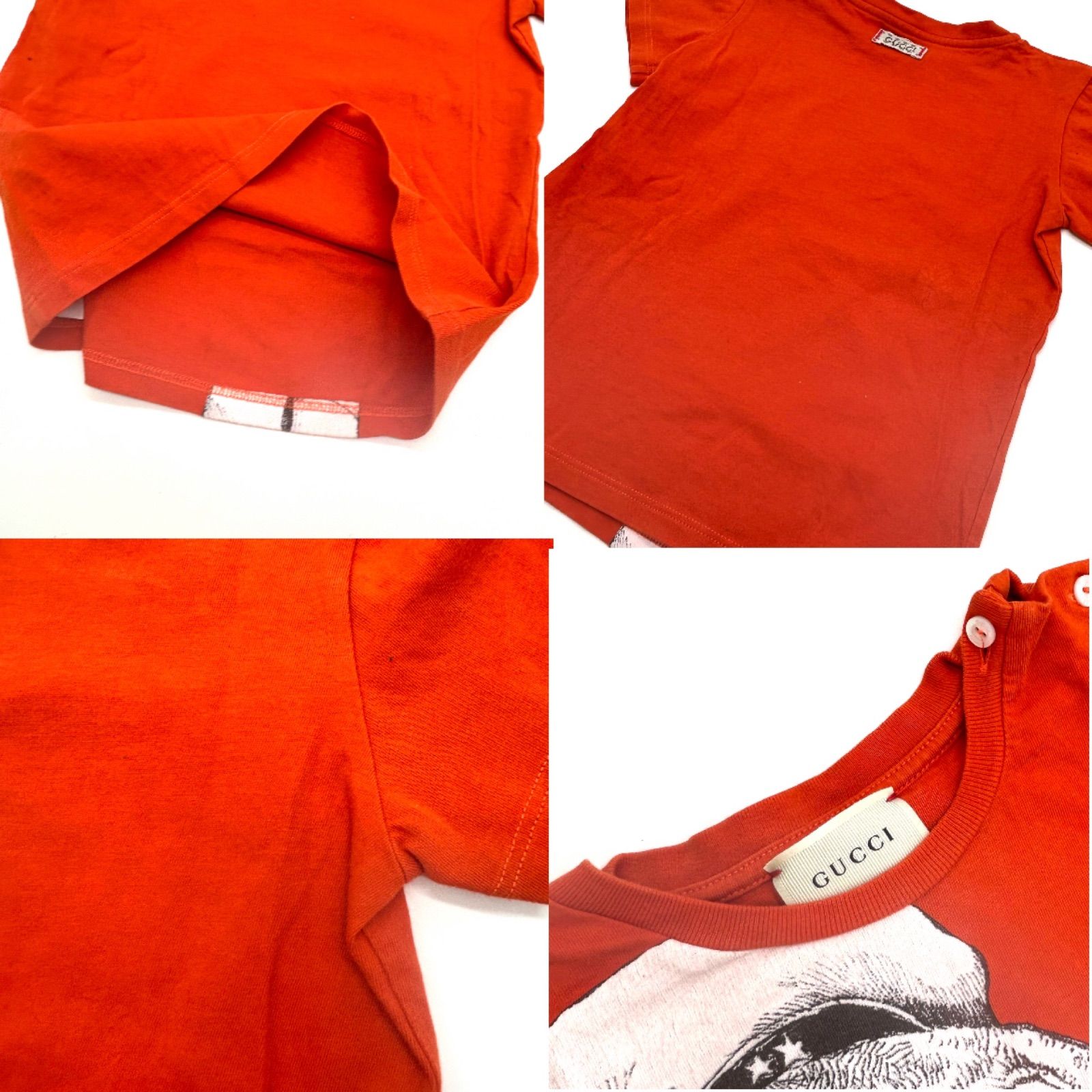  GUCCI グッチ ヒグチ ユウコ Tシャツ うさぎ キッズ 36 M プリント ウサギ 子供服 オレンジ 497842 Ｔシャツ カットソー トップス