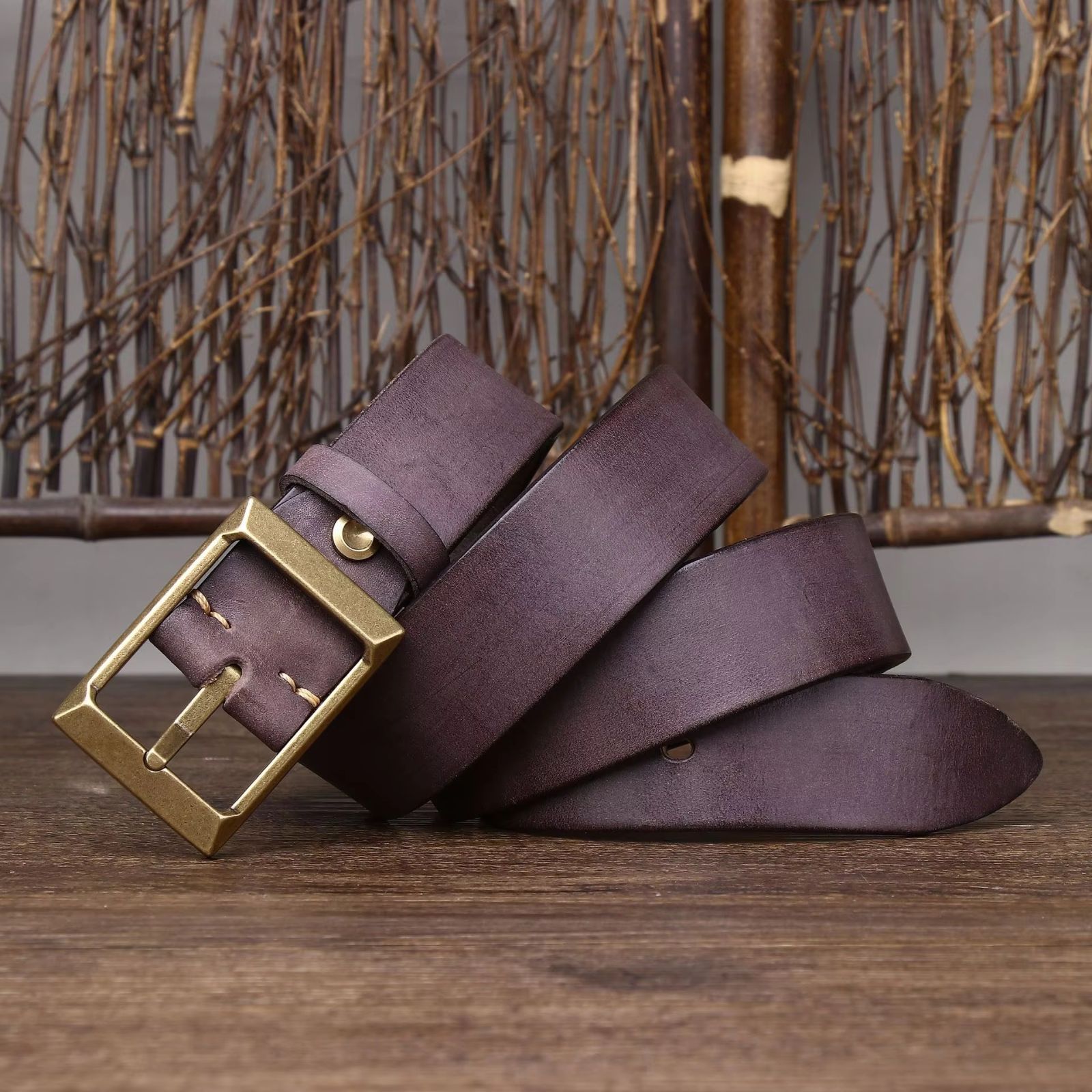 本革 ベルト メンズ 3.9cm 幅 ハンドメイド ベルト 牛革 厚 レザー 真鍮バックル 無垢 真鍮 手作り カジュアル ジーンズ 大人 ヴィンテージ 黒 茶 キャメル 長さ 105〜125cm プレゼント ギフト おしゃれ 誕生日 PD025