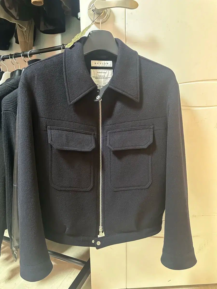 M ビースロー カシミア ミリタリー ウールジャケット ネイビー 3回着