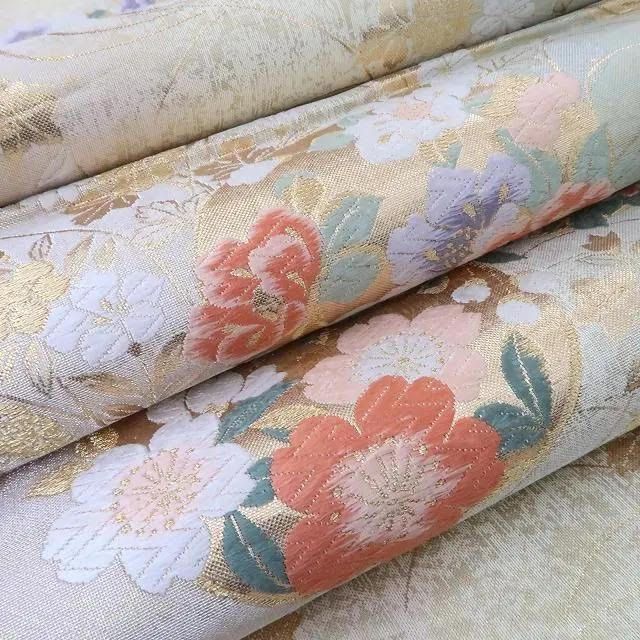  百華 N 953 桜 牡丹 正絹 袋帯 着物 袋帯 帯
