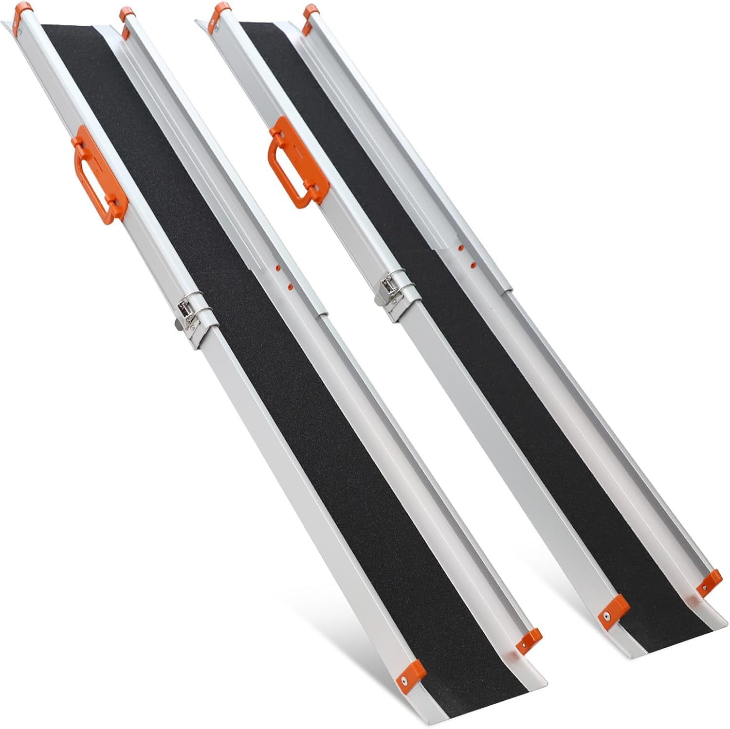 Ruedamann スロープ 車椅子 長さ 122.5-214cm 無段階長さ調整 アルミスロープ 耐荷重300kg 伸縮式 段差解消 滑り止め 室内外用 2本セット