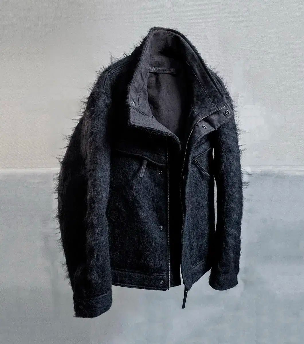 ブラックメール ブラックメール 斜めボーダー ジップ モヘア ジャケット