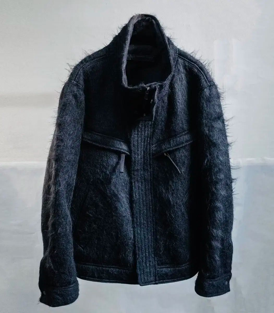 ブラックメール ブラックメール 斜めボーダー ジップ モヘア ジャケット