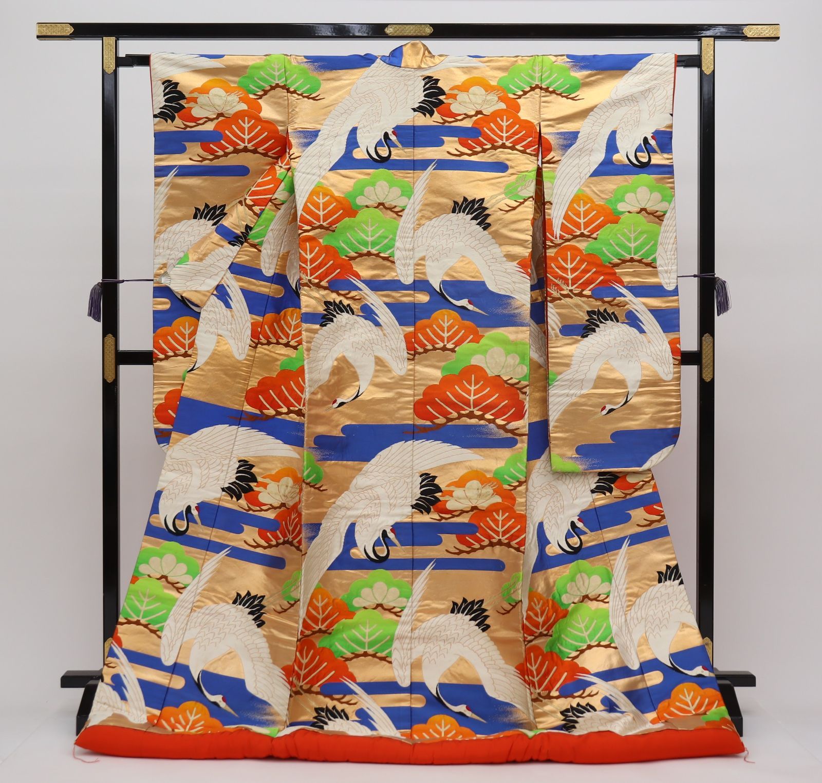 色打掛 吉祥常盤文 鶴 松 龍村美術織物 特製桐箱 b 7595