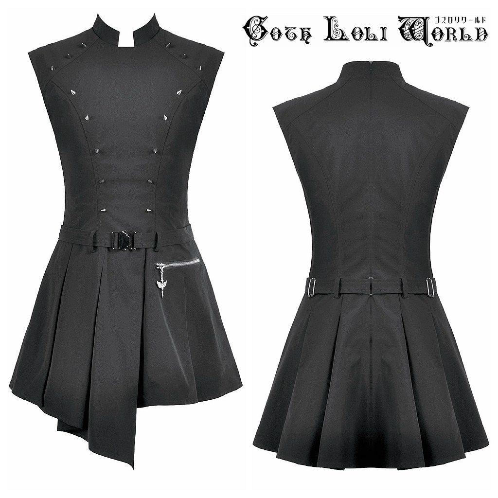 ゴスロリワールド DW 1125 地雷系 ファッション ノースリーブ ウエストベルト ワンピース ゴシック ゴスロリ ロリィタ ヴィジュアル系 個性的 ライブ衣装