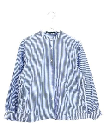 23区 オンワード樫山 洗える CANCLINI ティアードフリル ブラウス 2025AW ブルーストライプ 38 シャツ 長袖 トップス