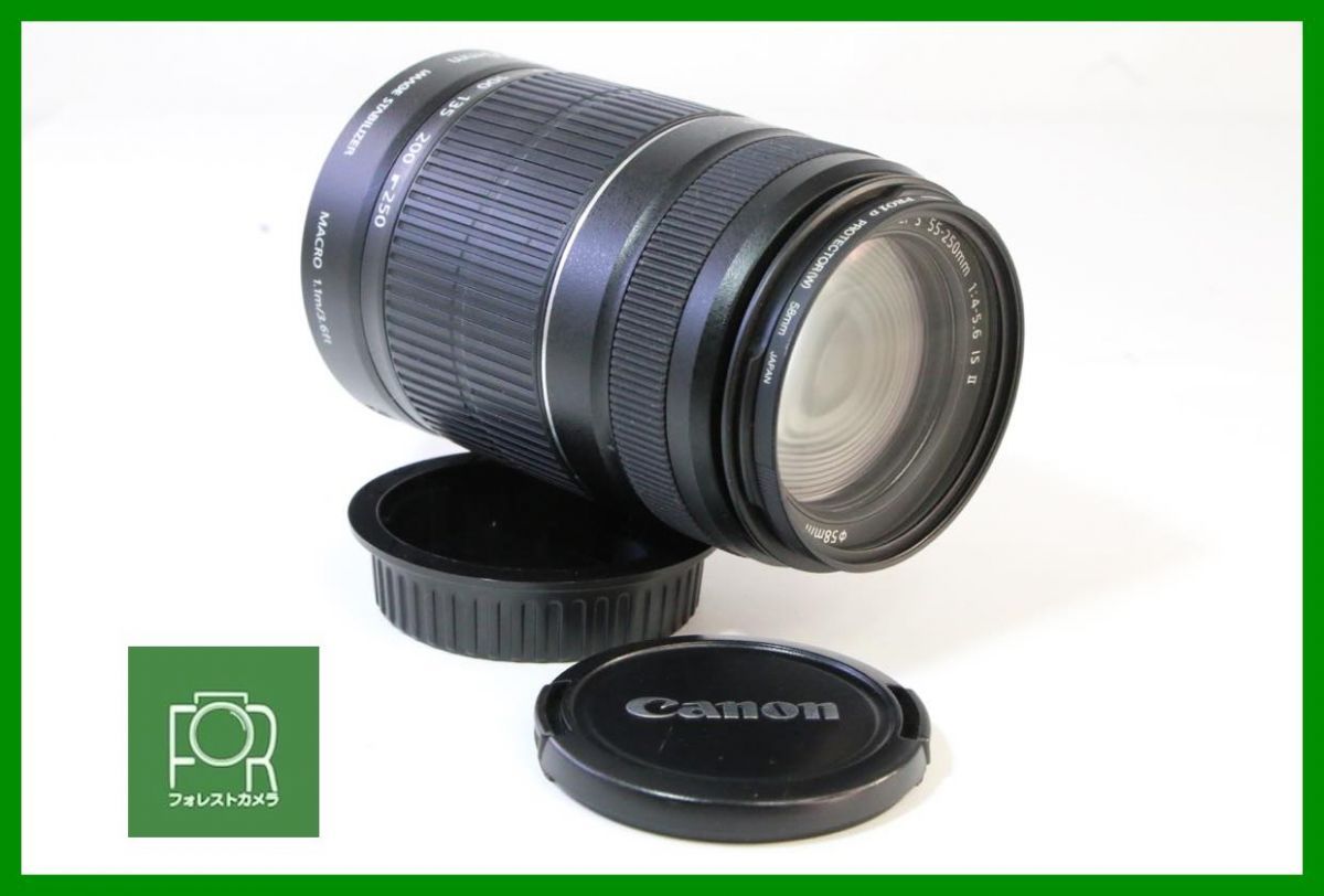 点検済 キヤノン Canon EF-S 55-250mm F4-5.6 IS II 前後キャップ フィルター付き 2677