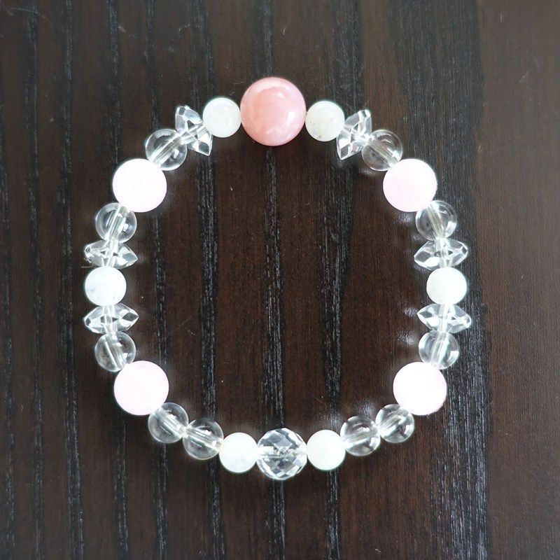  ピンクオパール＆ローズクォーツ＆ムーンストーン ブレスレット 172mm 愛 やさしさ 女性性 マスコット 置物 インテリア小物