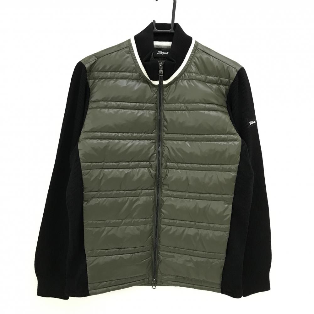 タイトリスト 中綿ニットジャケット カーキ×黒 袖ニット ウール混 メンズ L ゴルフウェア TITLEIST