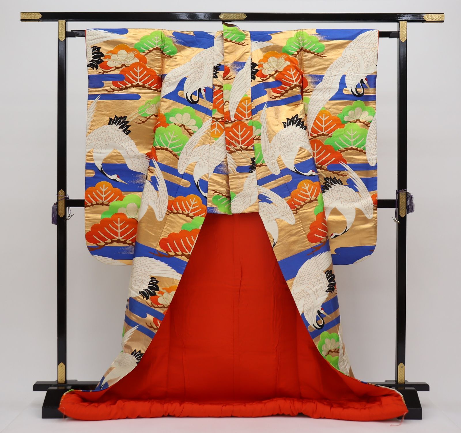  色打掛 吉祥常盤文 鶴 松 龍村美術織物 特製桐箱 b 7595 白無垢 色打掛 着物