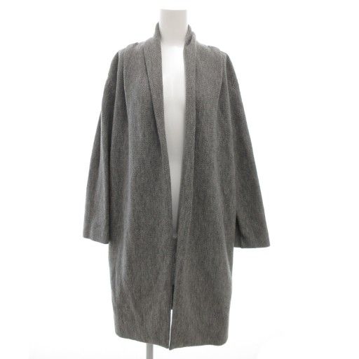 マックスマーラ MAX MARA 白タグ ロングコート ガウン 羽織 ボタンレス M ショール グレー GV
