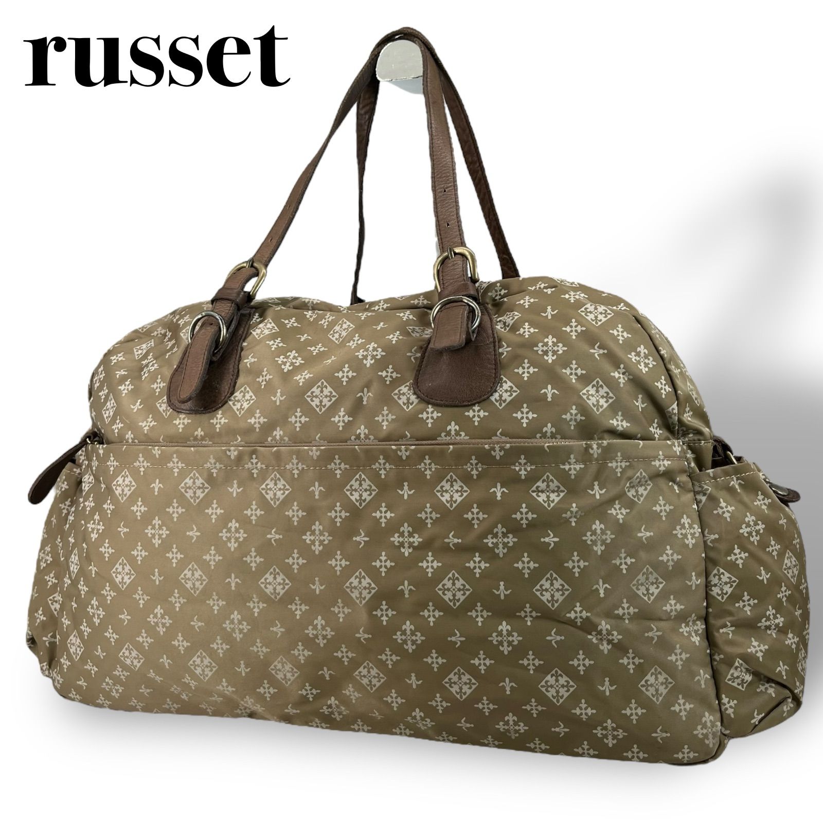 russet ラシット ボストンバック レディース カーキ ナイロン モノグラム 総柄 コットン 大容量 肩掛け 5152