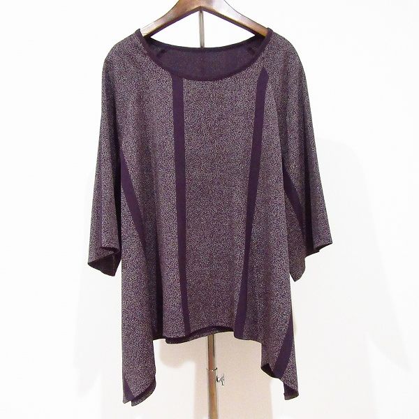 anc 詩仙堂 シセンドウ ヒトシタムラ チュニック 紫 ベージュ 総柄 ちりめん レディース 961873